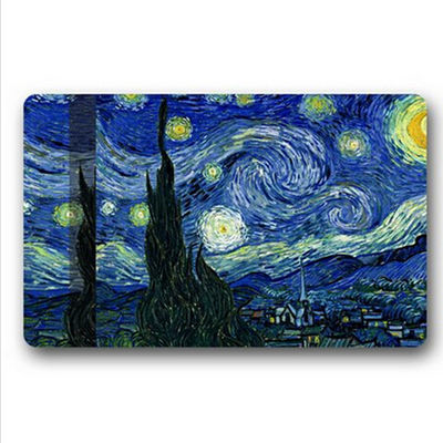 Famdecor Short Plush Material Van Gogh Starry Night Printed