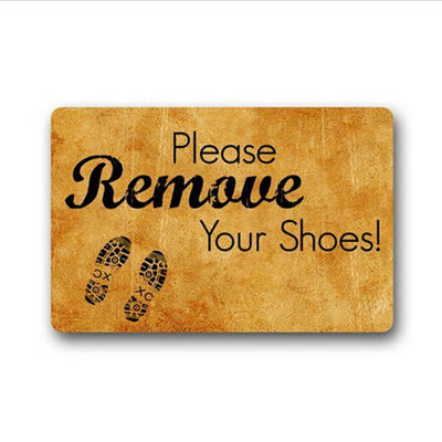 Famdecor Short Plush Material Please Remove Your Shoes Yello - Click Image to Close